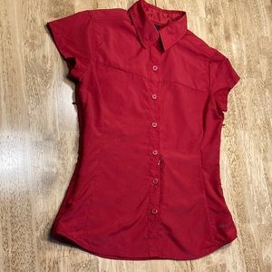 REI Red Fitted Button Down Shirt